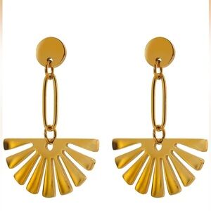 Anthropologie Gold Fan Earrings